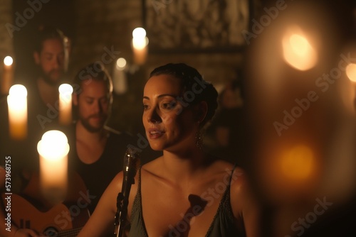 The Soulful Sounds of Fado: An Authentic Performance in a Lisbon, Portugal Tavern AI Generative