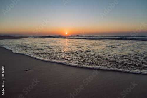 Landscape with sea sunset on the beach.