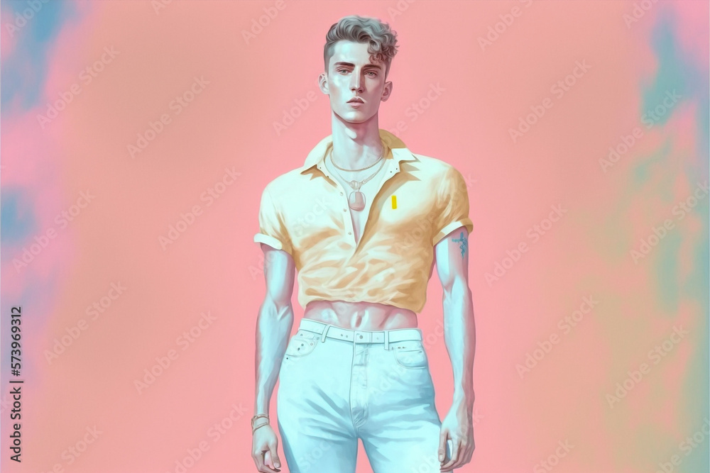 Generative ai illustration of beautiful queer lgbtq non binary person