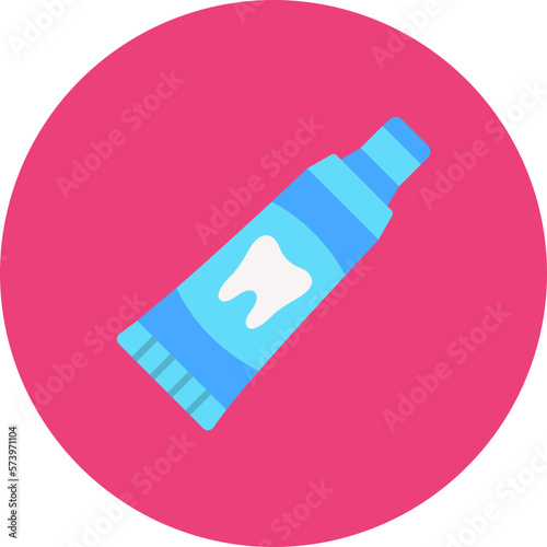 Toothpaste Multicolor Circle Flat Icon