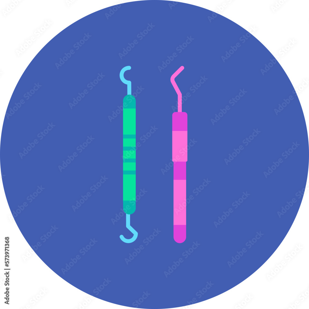 Dental Probe Multicolor Circle Flat Icon Dental Probe Multicolor Circle Flat Icon