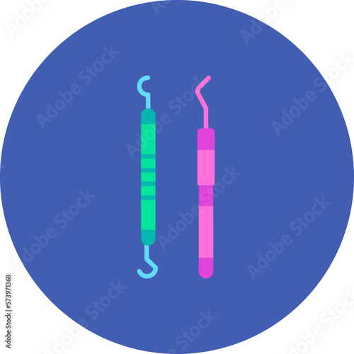 Dental Probe Multicolor Circle Flat Icon