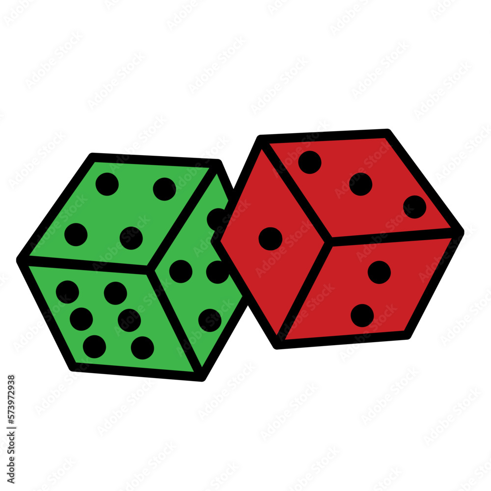 Isolated pair of dices Casino Icon Vector Isolated pair of dices Casino Icon Vector