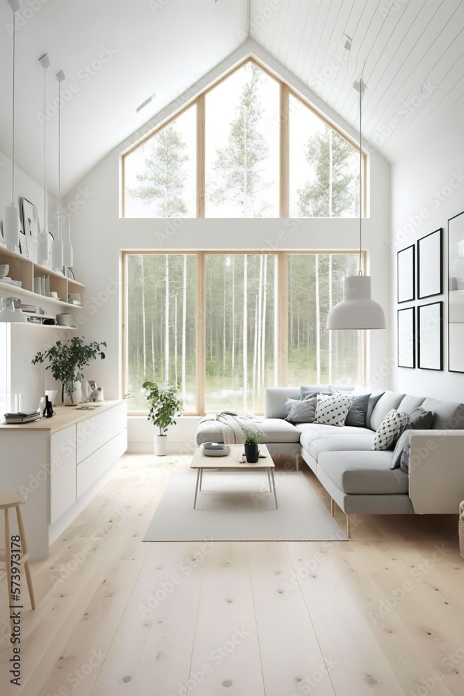 Fototapeta premium Modern interior. scandinavian style, Generative AI