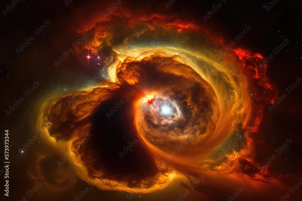 space background features a stunning view of a massive red giant star with swirling clouds of gas and dust - generative ai space background features a stunning view of a massive red giant star with swirling clouds of gas and dust - generative ai