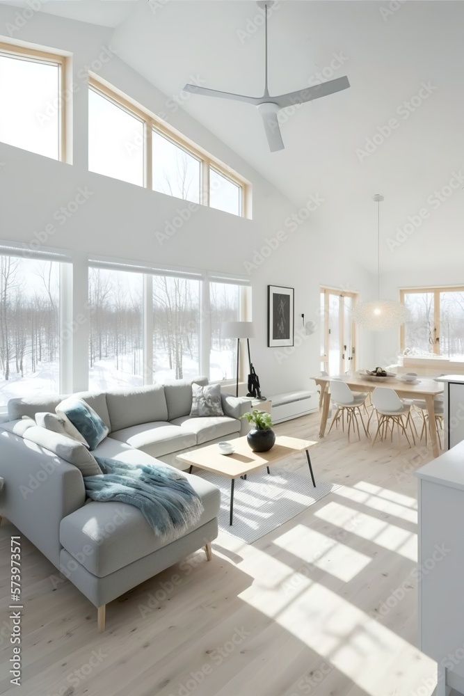 Fototapeta premium Modern interior. scandinavian style, Generative AI