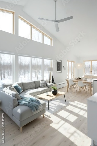 Modern interior. scandinavian style  Generative AI