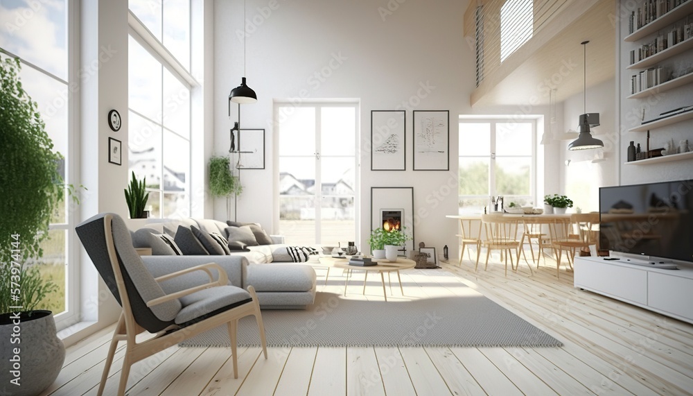 Modern interior. scandinavian style, Generative AI Modern interior. scandinavian style, Generative AI