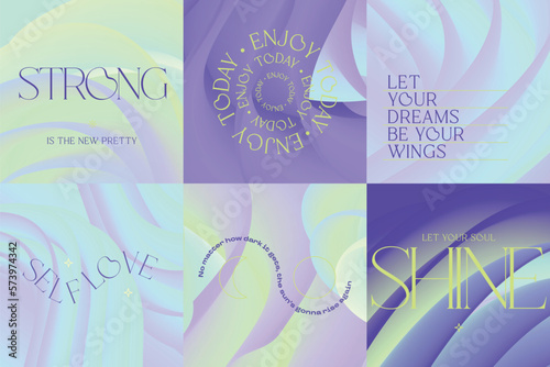 Social media gradient aesthetic quotes template collection	