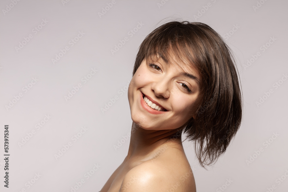 Beautiful girl fashion portrait. Smiling with wavy hair. . Beautiful girl fashion portrait. Smiling with wavy hair. .