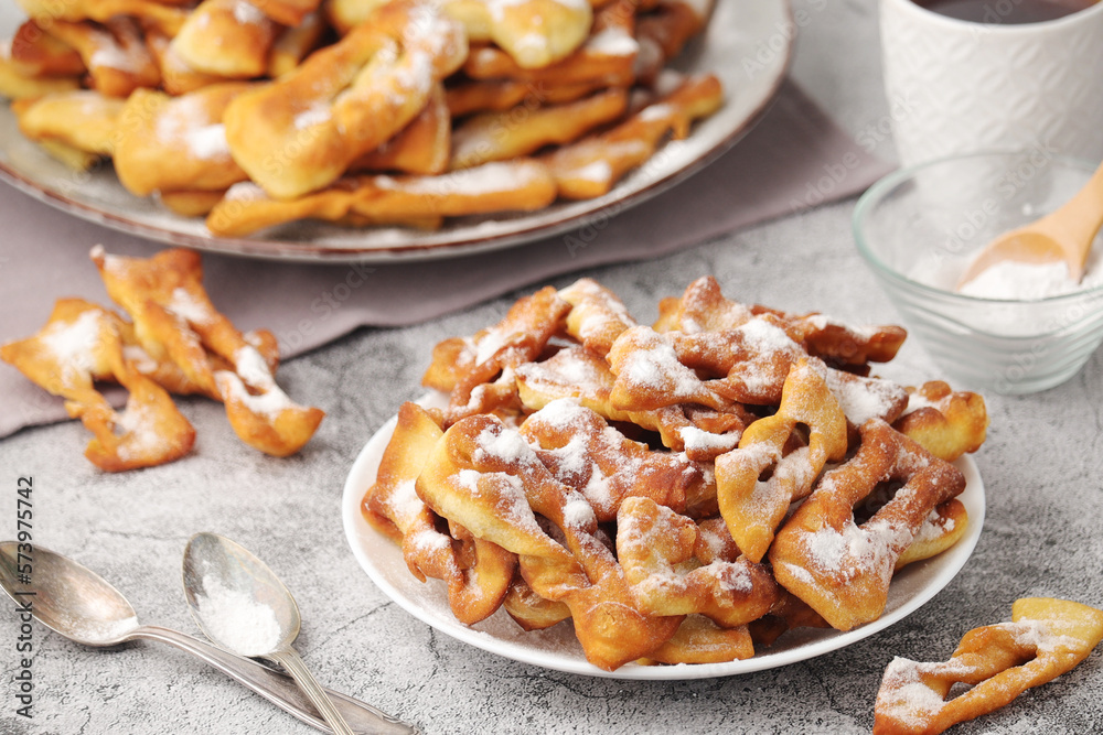Angel wings, traditional sweet crisp pastry Angel wings, traditional sweet crisp pastry