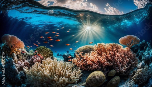 Amazingly Beautiful Underwater Colorful Corals - Generative AI