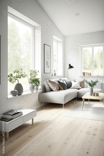 Modern interior. scandinavian style, Generative AI © Roman King