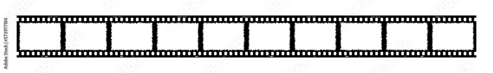 35mm film strip retro vintage vector design with 10 frames on white background. Film reel symbol illustration to use in photography, television, cinema, photo frame. 