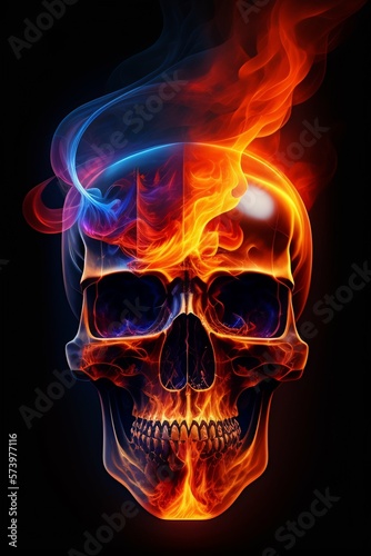 Fiery Skull Illustration - Generative A.I. Art