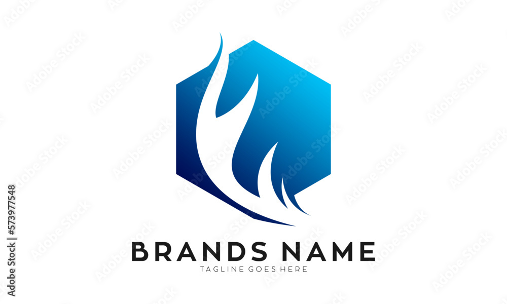 Blue antler silhouette icon logo Blue antler silhouette icon logo