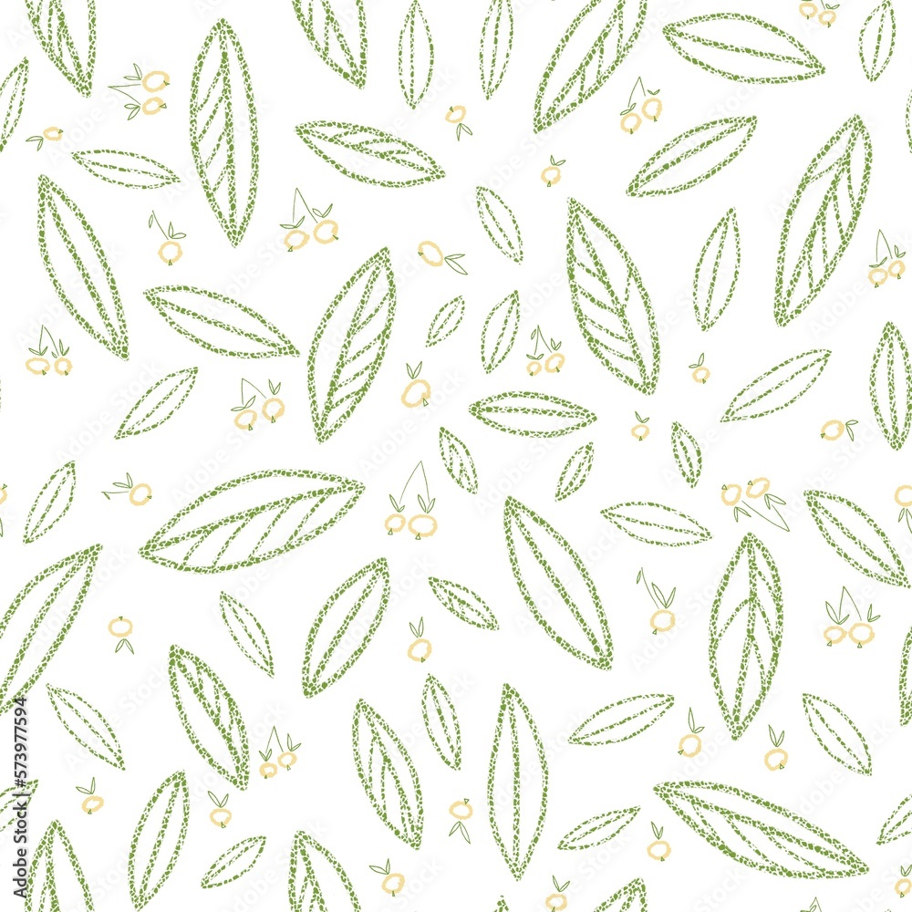Naklejka premium seamless pattern with leaves and berries 
