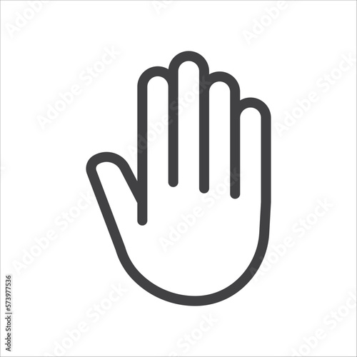 Hand symbol. Hand gesture linear icon. Hand geometric style icon. Hand sign language icon. Vector illustration