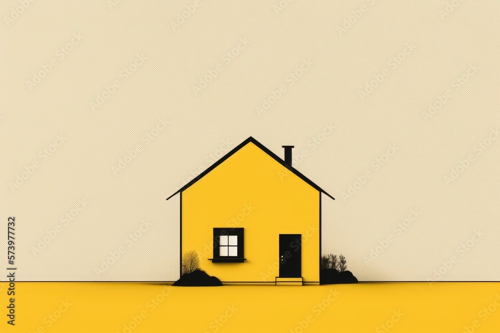 A minimalist wallpaper with a simple black line drawing of a house