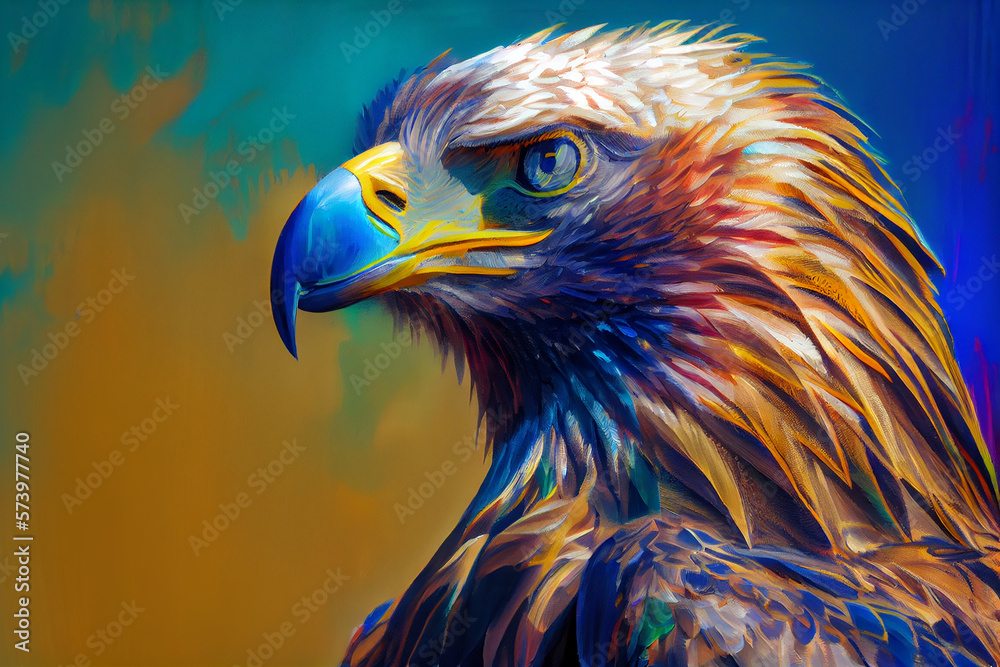 Palette knife oil painting of an eagle generative ai Palette knife oil painting of an eagle generative ai