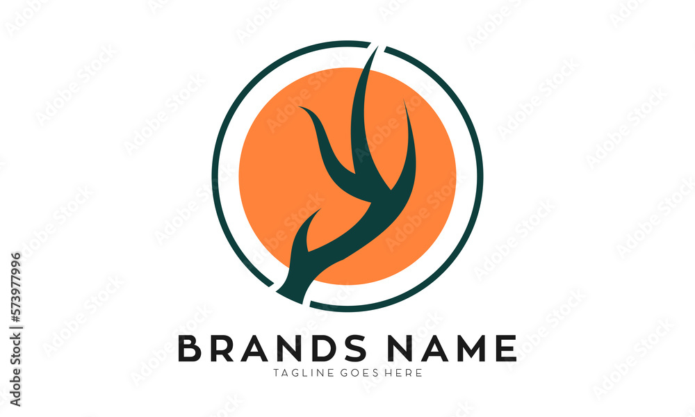 Obraz premium Deer horn elegant vector logo