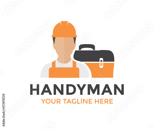 Handyman Hard-working professional worker man logo design. Person Profile, Avatar Symbol, Male people icon. Construction, home repair, and Building Concept vector design and illustration.
