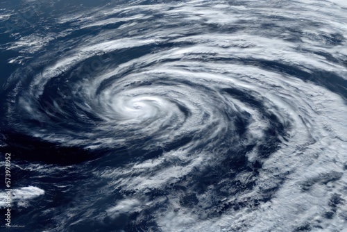 Image of a hurricane seen from a weather satellite. Generative AI