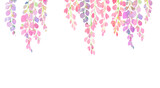 violet and pink wisteria flowers, watercolor hand painting on white background,