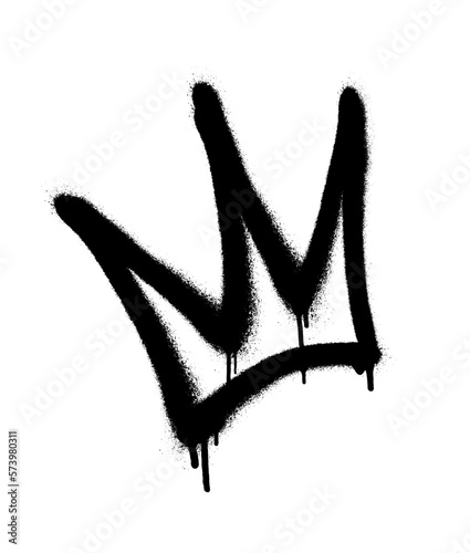 Sprayed crown with overspray in black over white. Vector illustration.