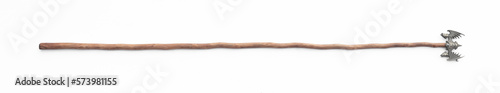 magic stick, wooden walking stick isolated on white background