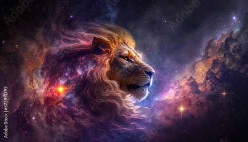 Astrology in Space  Leo Zodiac Sign in space with nebulas and stars  Generative AI