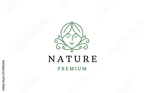 Nature woman beauty logo design template
