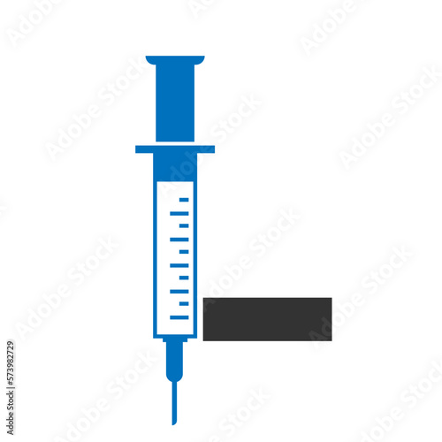 Letter L Injection Logo Design Vector Template. Healthcare Logotype