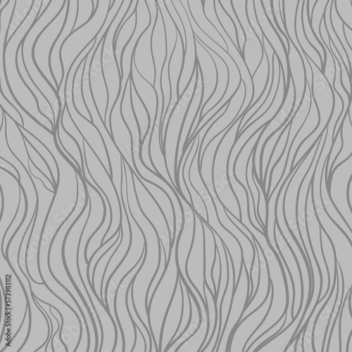 Wavy background. Hand drawn waves. Abstract wallpaper on surface. Stripe texture with many lines. Waved pattern. Line art. Black and white illustration