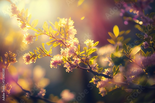 Close Up View of a Beautiful Spring Background Scenery. Created with Generative AI Technology