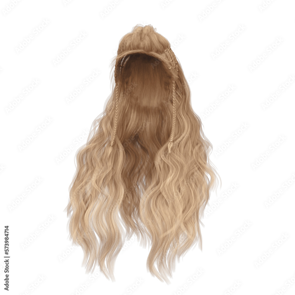 Naklejka premium Long hair high fantasy isolated 3d render blonde