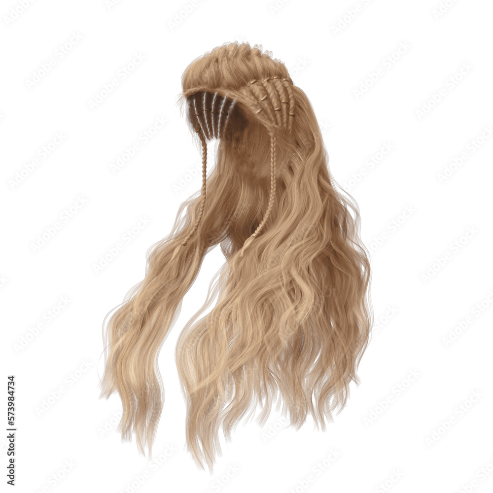 Long hair high fantasy isolated 3d render blonde Long hair high fantasy isolated 3d render blonde