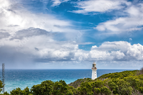 Seascape with Cape Otway lighthouse and national park. Great Ocean Road, Australia. This is the oldest working lighthouse in the state of Victoria photo