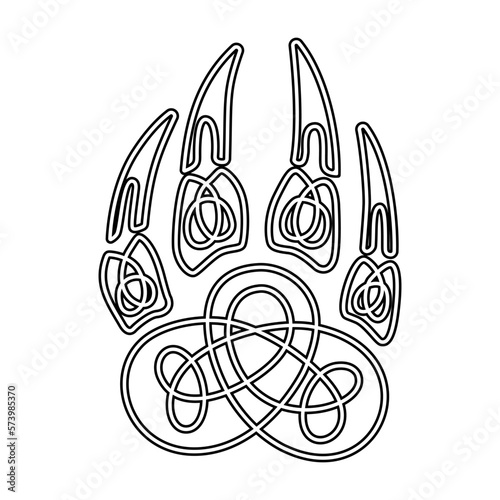 Celtic interlaced pattern isolated vector. Nordic symbol. Celtic knot vector illustration. Viking decorative element. Bear footprint symbol.