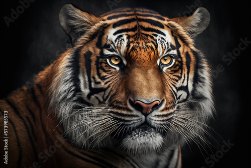 Tiger  portrait of a bengal tiger. Created using generative AI tools.