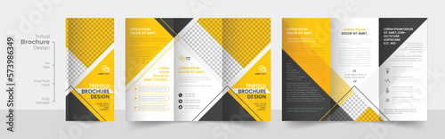 Corporate modern business trifold brochure design template, Simple and minimalist promotion layout