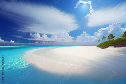 Beautiful Sandy Beach background. Created with Generative AI Technology