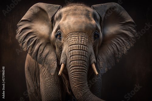 Portrait of an African elephant, Created using generative AI tools.