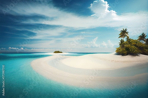 Beautiful Sandy Beach background. Created with Generative AI Technology