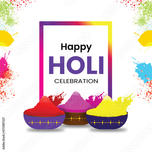 Happy Holi Poster Vector colorful splash