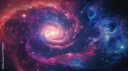 Spiral Stunning Galaxy. Colorful space background wallpaper. Generative AI.