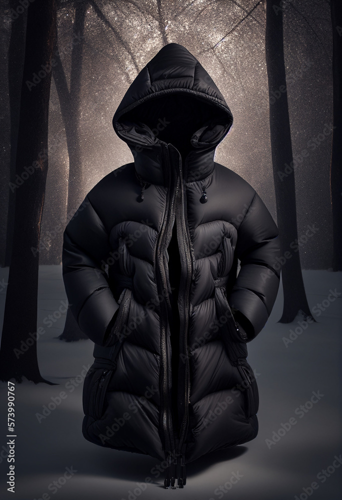 Obraz premium black warm down winter jacket
