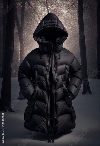 black warm down winter jacket