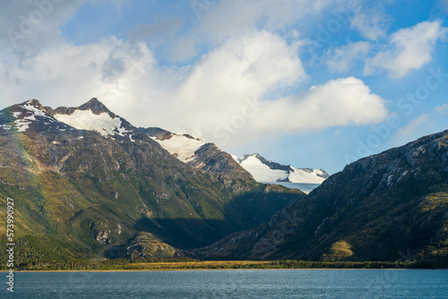 Panorama of Holanda or Dutch glacier in Glacier Alley of Beagle channel in Chile