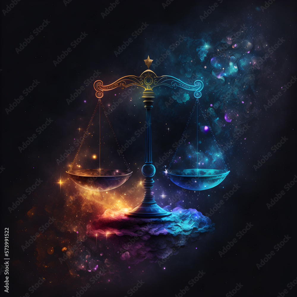 Libra Scales Horoscope Sign Stars. Ai Generated Illustration. Outer ...